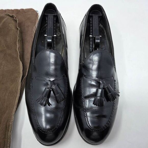 ALLEN EDMONDS GRAYSON BLACK CALF LEATHER TASSEL LOAFER MENS SIZE 10.5 B - Picture 4 of 9